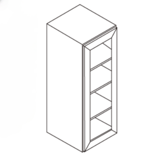 Isometric drawing of a four-shelf cabinet.